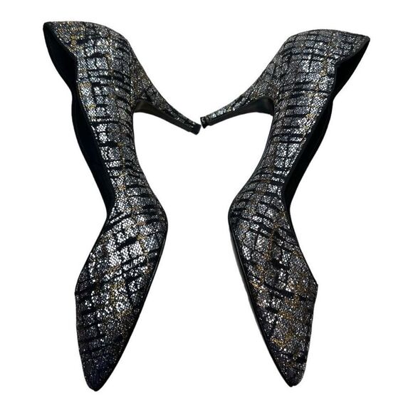 Jacques Levine Womens Pointed Toe Metallic Sparkly Pump Heels Silver Gold Size 8 - Picture 4 of 9